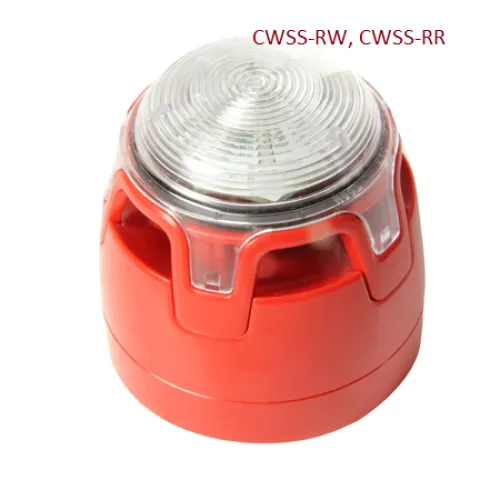 Honeywell AUDIBLE VISUAL: EN54-23 AND EN54-3 APPROVED SOUNDER BEACON 1 cwss_rw_s5_sounder_beacon_red_clear450