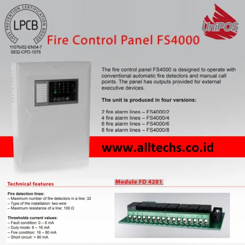 Fire Alarm-UniPos-Conventional-Fire Control Panel-FS4000-2 Zone